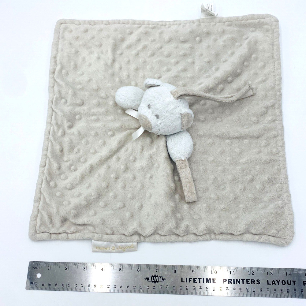 Blankets & Beyond Beige/White Bear Baby Blanket Security Lovey Hanging Tab